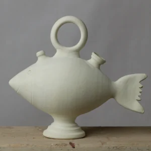 BOTIJO PEZ GRANDE CERÁMICA BLANCA